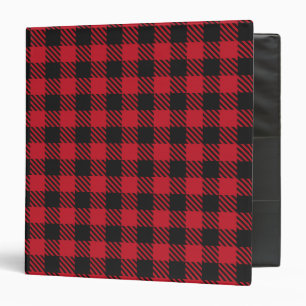Red Black Buffalo Square Plaid Pattern 1 Binder