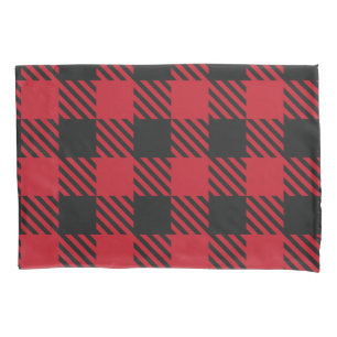 Red Black Buffalo Square Plaid Pattern 1 Pillowcase