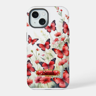 Red & Black Butterflies Floral iPhone / iPad case