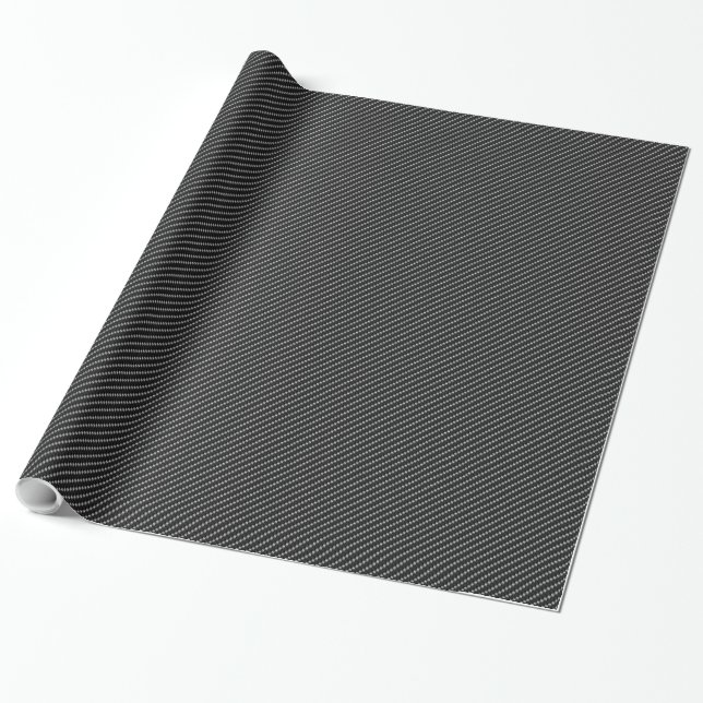 Red & Black Carbon Fibre Base Wrapping Paper (Unrolled)