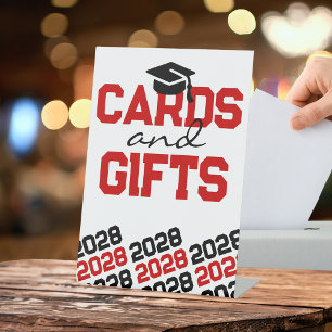 Red & Black Cards & Gifts Graduation Table Pedestal Sign