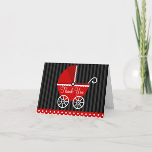 Red Black Carriage Dots Thank You