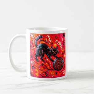 Red Black Cat  Coffee Mug