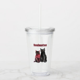 Red Black Cats Soulmates Acrylic Tumbler