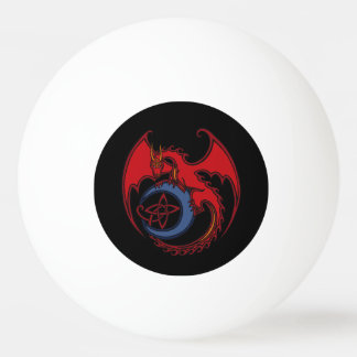 Red Black Celtic Dragon And Blue Moon Drawing Ping Pong Ball