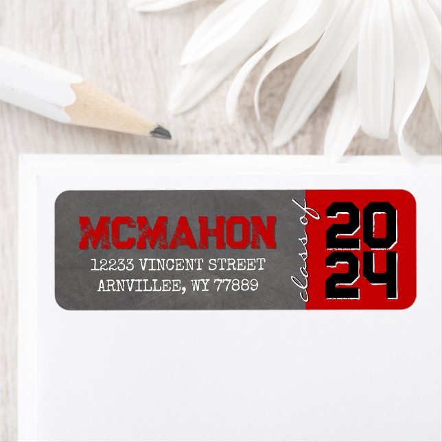 Red & Black Chalkboard Graduation Return Address (Matching Envelopes, Return Address Labels & Envelope Seals)