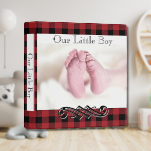 Red Black Check Plaid•Babies Feet•Custom• Binder