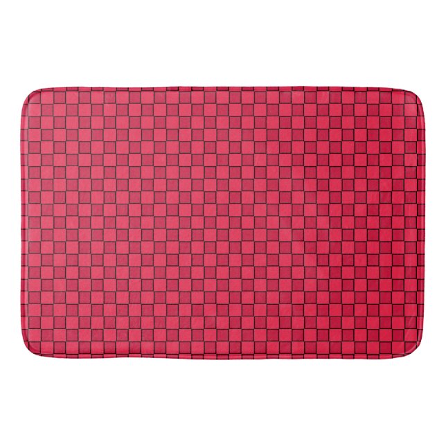 Red Black Chequerboard Bath Mat (Front)