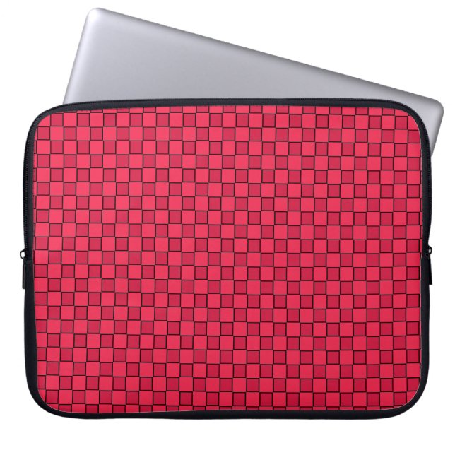 Red Black Chequerboard Laptop Sleeve (Front)