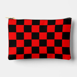 Red Black Chequered Check Pattern Accessory Pouch