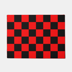 Red Black Chequered Check Pattern Doormat