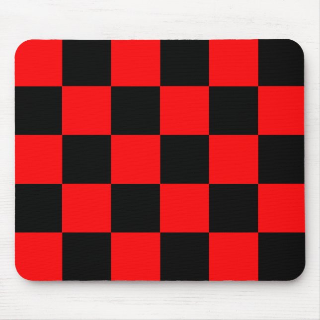 Red Black Chequered Check Pattern Mouse Pad (Front)