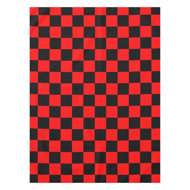 Red Black Chequered Check Pattern Tablecloth (Front)