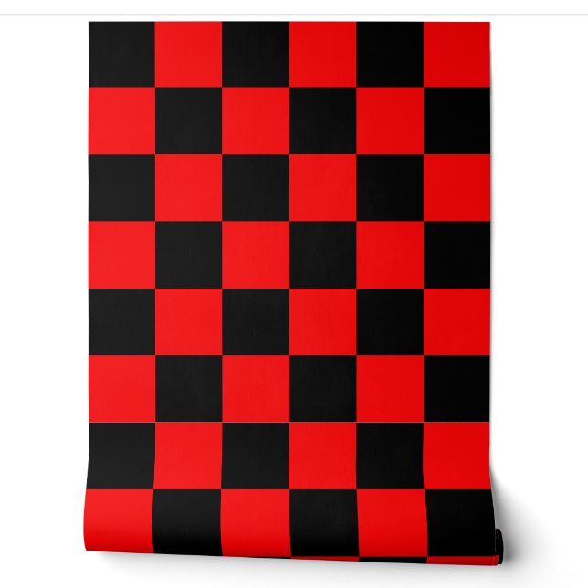 Red Black Chequered Check Wall Decor (Unrolling)
