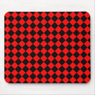 Red Black Chequered Diamond Pattern  Mouse Pad