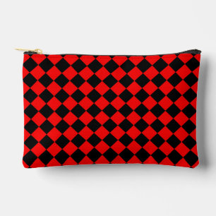 Red Black Chequered Diamond Pattern Small Accessory Pouch