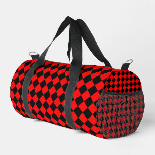 Red Black Chequered Diamond Pattern Small Duffle Bag