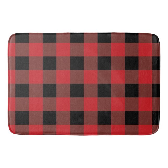 Red & Black Chequered Holiday Bathmat  (Front)