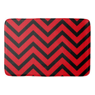 Red Black chevron Pattern modern bath mat