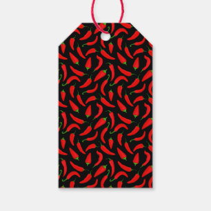 Red Black Chili Pepper Pattern Gift Tags