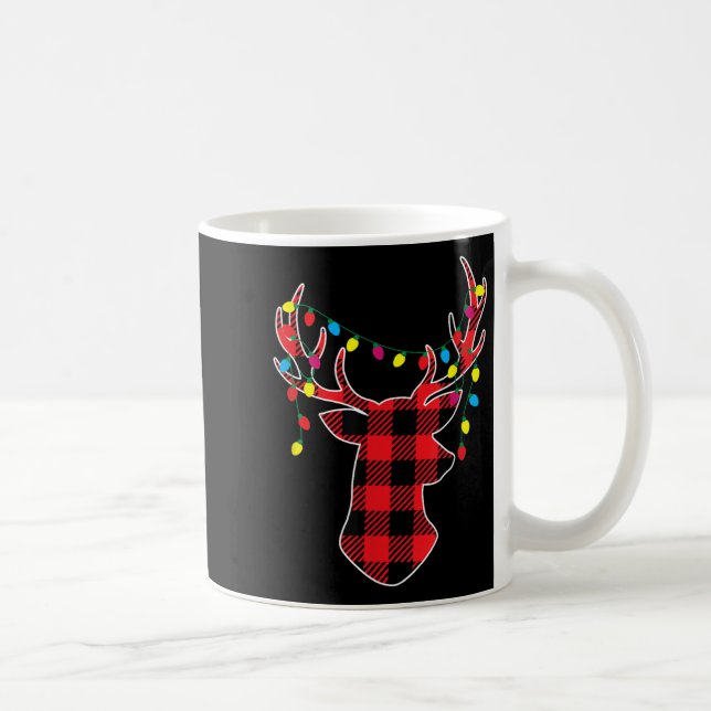 Red Black Christmas Buffalo Plaid Deer Women Men K Coffee Mug (Right)