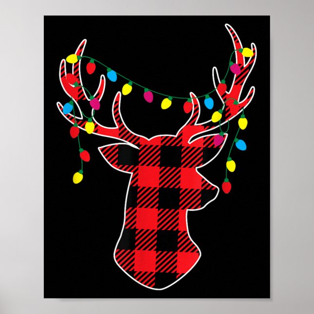 Red Black Christmas Buffalo Plaid Deer Women Men K Poster (Front)
