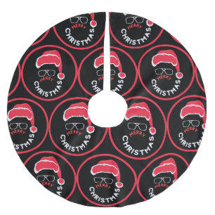 Red Black Christmas Holiday Party Brushed Polyester Tree Skirt