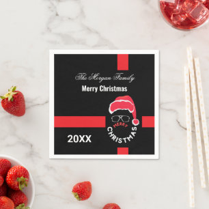 Red Black Christmas Holiday Party Napkin