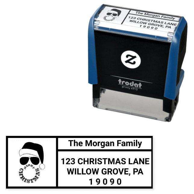 Red Black Christmas Holiday Party Self-inking Stamp (In Situ)