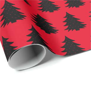 Red   Black Christmas Tree Wrapping Paper