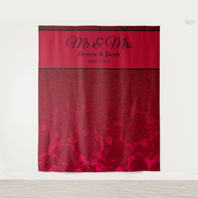 Red Black Christmas Wedding Winter Backdrop Tapestry (Front)
