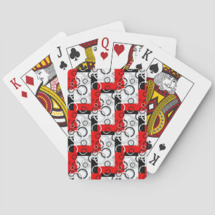 Red Black Circles Sherpa Throw Playing Cards