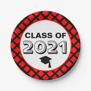 Red & Black Class of 2024 Graduation Paper Plate