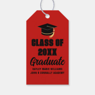 Red Black Class of 2026 Graduation Party Gift Tags