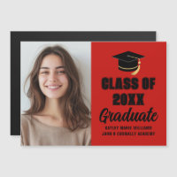 Red Black Class of 2026 Graduation Photo Magnet