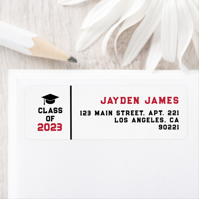 Red Black Class of 2026 Graduation Return Address (Insitu)