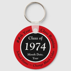 Red, Black, Class Reunion Party Favours, Any YEAR Keychain