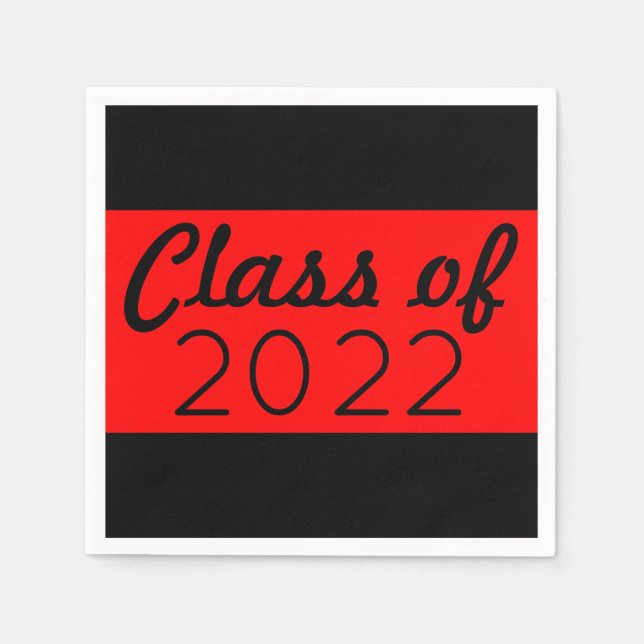 Red & Black Class Year Graduation Napkin (Front)