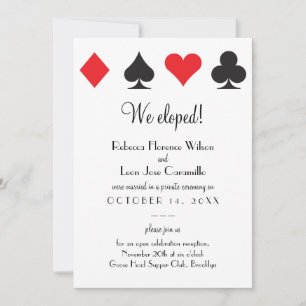 Red Black Classic Las Vegas Elopement Announcment Invitation