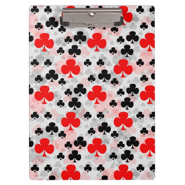 Red Black Clover Club Abstract Pattern Design Clipboard (Front)