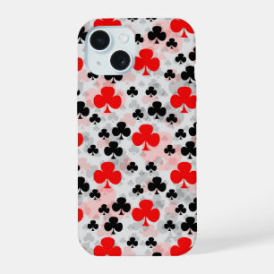 Red Black Clover Club Abstract Pattern Design iPhone 15 Case