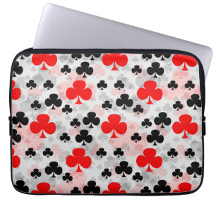 Red Black Clover Club Abstract Pattern Design Laptop Sleeve