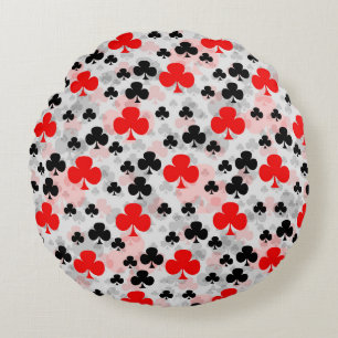 Red Black Clover Club Abstract Pattern Design Round Pillow