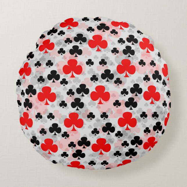 Red Black Clover Club Abstract Pattern Design Round Pillow (Front)