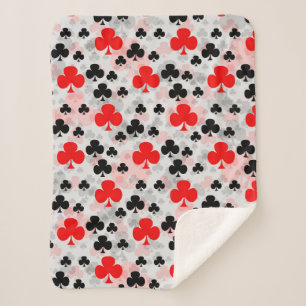 Red Black Clover Club Abstract Pattern Design Sherpa Blanket