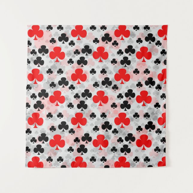 Red Black Clover Club Abstract Pattern Design Tapestry (Front)