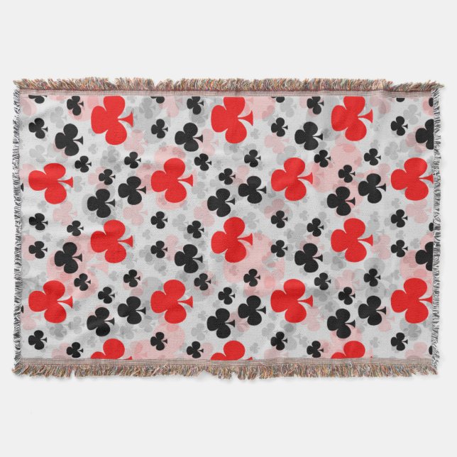Red Black Clover Club Abstract Pattern Design Throw Blanket (Front)