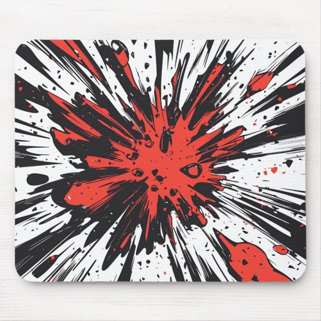 Red Black Comic Explosion Speed Line Mouse Pad (Front)