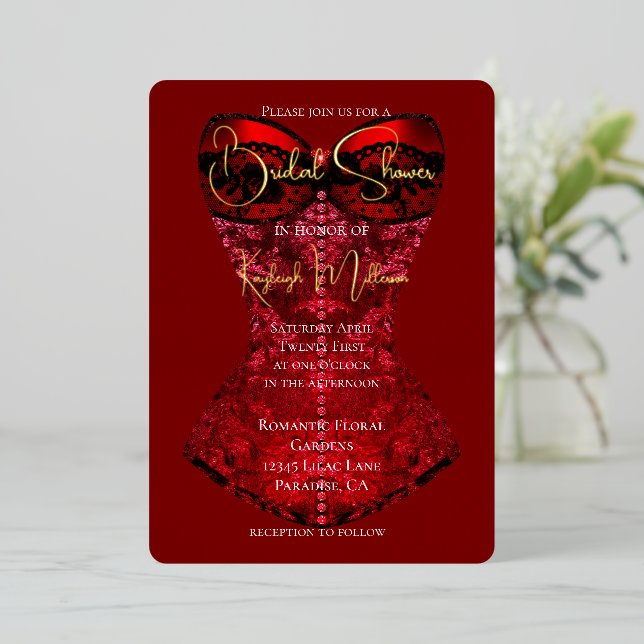 Red Black Corset Bridal Shower (Standing Front)