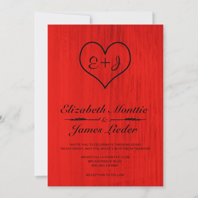 Red & Black Country Wedding Invitations (Front)